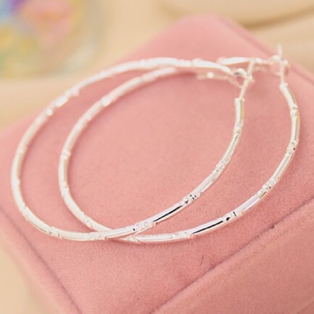 🆕 Silver Hoop Earrings • 2.5”
